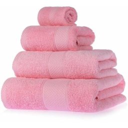 HOMESCAPES Serviette 100% Coton - Rose - Lot 4 serviettes - Rose