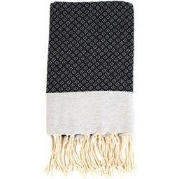 Fouta en coton petit losange 100x200cm bleu marine