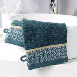 1001kdo Hygiene&beaute - Lot de 2 gants de toilette Art-Chic Beline bleu