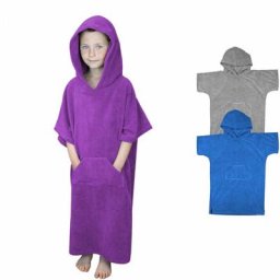 Serviette poncho de bain ou de plage avec poche - Enfant - Violet Vivezen Violet
