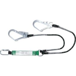 Longe double à absorbeur corde tressée avec 2 connecteurs acier ouverture 50mm fagus - EN355 1m