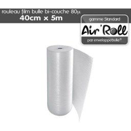 Lot de 1 Rouleau de film bulle d'air bi-couche 80 microns 40cm x 5m