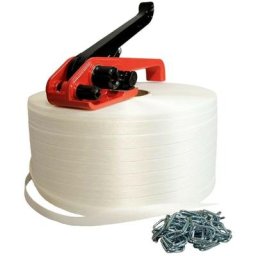 Kit 1 Feuillard de cerclage fil à fil 13 mm x 1100 m + 250 boucles offertes + 1 tendeur