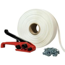 Tecplast - Kit 1 Feuillard de cerclage tressé 19 mm x 500 m + 250 boucles offertes + 1 tendeur