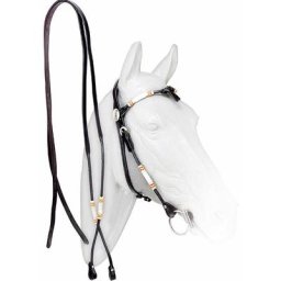 Bride pleine en châtaignier: Bridon western en cuir tubulaire avec frontal en arc avec inserts en
