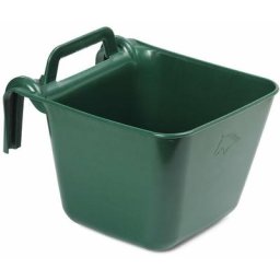 16 litres, Vert 07: Mangeoire portable pour chevaux, très résistante, avec supports et poignée,