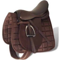 Vidaxl - Set de selle équitation 17,5' en cuir véritable 12 cm 5 en 1 brun Marron