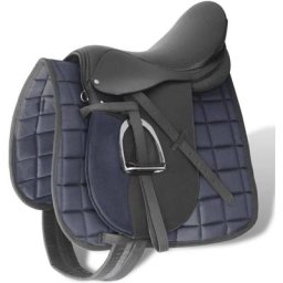 Vidaxl - Set de selle équitation 17,5 en cuir véritable 12 cm 5 en 1 noir Noir