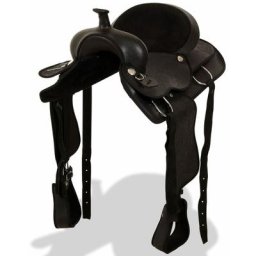 Vidaxl - Selle, bridon et col de poitrine Cuir véritable 16 po Noir Noir