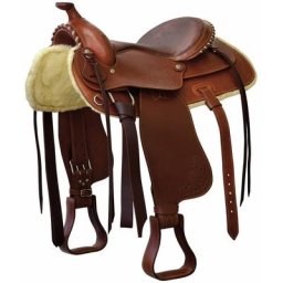 16, Marron: Selle western modèle Prime en cuir graissé avec sangle
