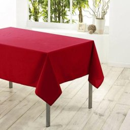 Nappe De Table Rectangulaire 140 x 250 cm Anti-tâches Uni - 4 Coloris Différents - rouge - 140x250.