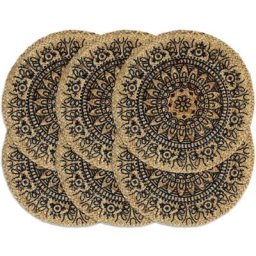 Vidaxl - Napperons 6 pcs Bleu foncé 38 cm Rond Jute Bleu foncé