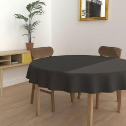 Alix Nappe anti-tâches, Polyester, Noir, par Soleil D'ocre Diametre 180 cm - Noir