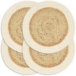 Napperons 4 pcs Naturel Plain 38 cm Rond Jute et coton Vidaxl Marron
