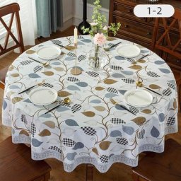 Nappe 100% imperméable à l'huile et résistante aux taches Nappe ronde en dentelle de vinyle avec