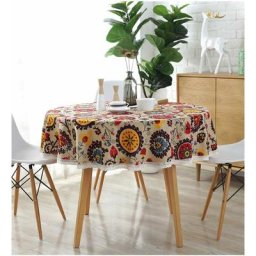 Nappes en Coton Nappe de Coton Lin Sun Flower Table Cloth Lace Cover de Table Polyvalent intérieur