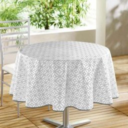 Nappe Ronde Toile Cirée Moderna 160cm Blanc