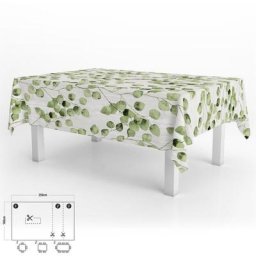 Nappe Anti-tache Rectangulaire Toile cirée 140 x 250 cm. Feuilles vertes
