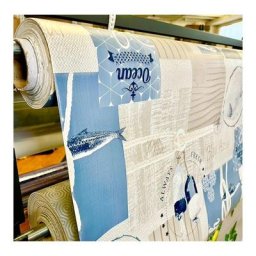 Toile cirée Imprimée Marin - Au mêtre - 140 x 280 cm - bleu .