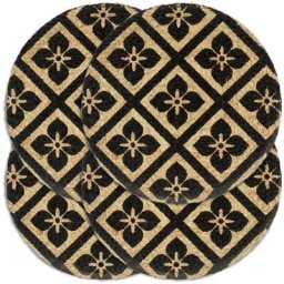 Napperons 4 pcs Noir 38 cm Rond Jute Vidaxl Noir