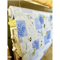 Toile cirée Imprimée Provençale - Au mètre - 140 x 220 cm - bleu .