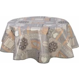 Nappe ronde en toile cirée provençale Lovely - Diam. 150 - Gris