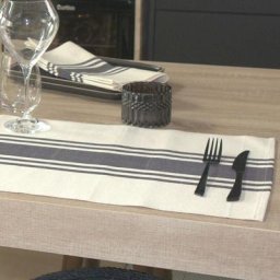 Lot de 4 sets de table à rayures d'antan Anthracite 35 x 50 cm - Anthracite