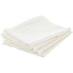 Atmosphera - Lot de 4 serviettes de table chambray blanches créateur d'intérieur - Blanc