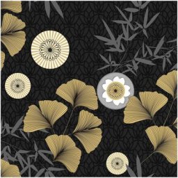 Nappe Toile cirée au mètre Japonica noir