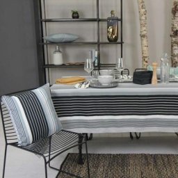 Nappe enduite à rayures Gris 150 x 250 cm - Gris