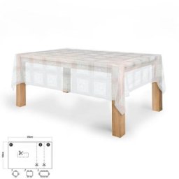 Nappe Anti-tache Rectangulaire Toile cirée 140 x 250 cm. Broderie Transparente