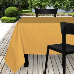 Nappe toile cirée rectangle 140x240 cm paon curry - Jaune