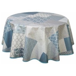 Nappe ronde en toile cirée design Patchmode - Diam. 150 - Bleu