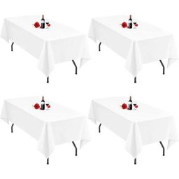 Lot de 4 Nappes Blanches pour Tables Rectangulaires 140 x 250 cm Nappe Blanche Rectangle Linge de