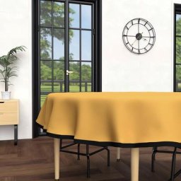 Boheme Nappe Anti-tâches en Microfibre lavée, Moutarde, par Soleil D'ocre Diametre 180 cm - Jaune