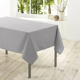 Nappe De Table Rectangulaire 140 x 250 cm Anti-tâches Uni - 4 Coloris Différents - Gris - 140x250.
