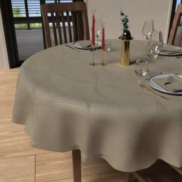 Luxury Nappe Anti-tâches, Polyester, Champagne, par Soleil D'ocre Diametre 180 cm - Ecru