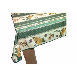 Nappe Provençale Rectangle Anti-tâche Tournesol Abeille Vert - Vert - 150x300.