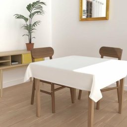 Alix Nappe anti-tâches, Polyester, Blanc, par Soleil d'ocre - 180 x 180 cm - Blanc