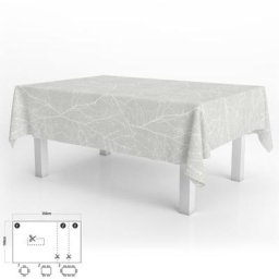 Nappe Anti-tache Rectangulaire Toile cirée 140 x 250 cm. branches grises