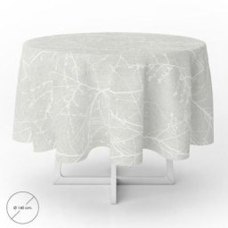 Nappe ronde en toile cirée anti-taches ø 140 cm. branches grises