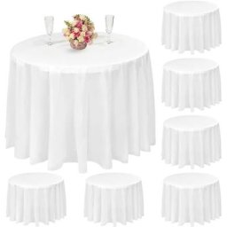 Lot de 10 nappes Rondes, nappes jetables Blanches de 84 Pouces, nappes Rondes en Plastique