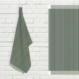 Lot de torchons de cuisine coton kent vert et blanc, par Soleil D'ocre Vert