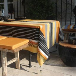 Nappe enduite à rayures Tournesol 150 x 150 cm - Tournesol