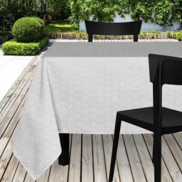 Nappe toile cirée rectangle 140x240 cm paon blanc - Blanc