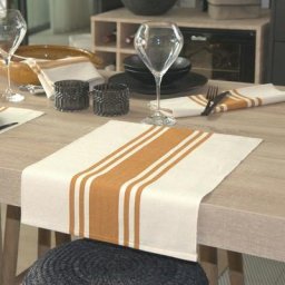 Lot de 4 sets de table à rayures d'antan Cuivre 35 x 50 cm - Cuivre