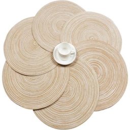 6pcs Sets de Table Ronds en Coton Lavables Résistant à la Chaleur Sets de Table Antidérapants Noël