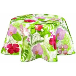 Nappe ronde en toile cirée tropicale Tropic - Diam. 150 - Vert