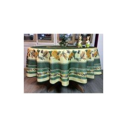 Nappe Provençale Rectangle Anti-tâche Tournesol Abeille Vert - 180.