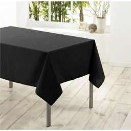 Nappe De Table Rectangulaire 140 x 250 cm Anti-tâches Uni - 4 Coloris Différents - noir - 140x250.